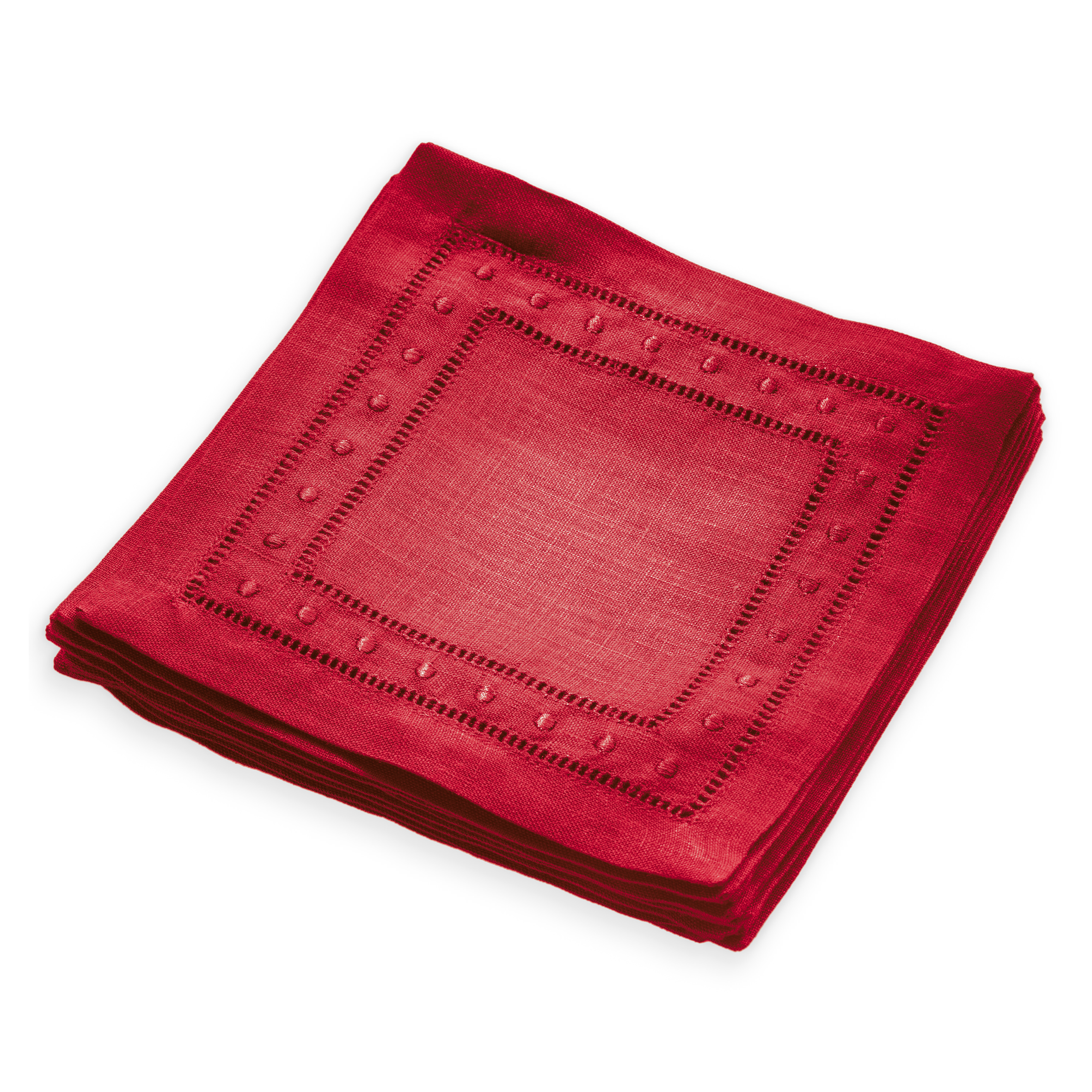 Swiss Dot Linen Cocktail Napkins - Set of 12, 6 x 6 inch - Multiple Colors