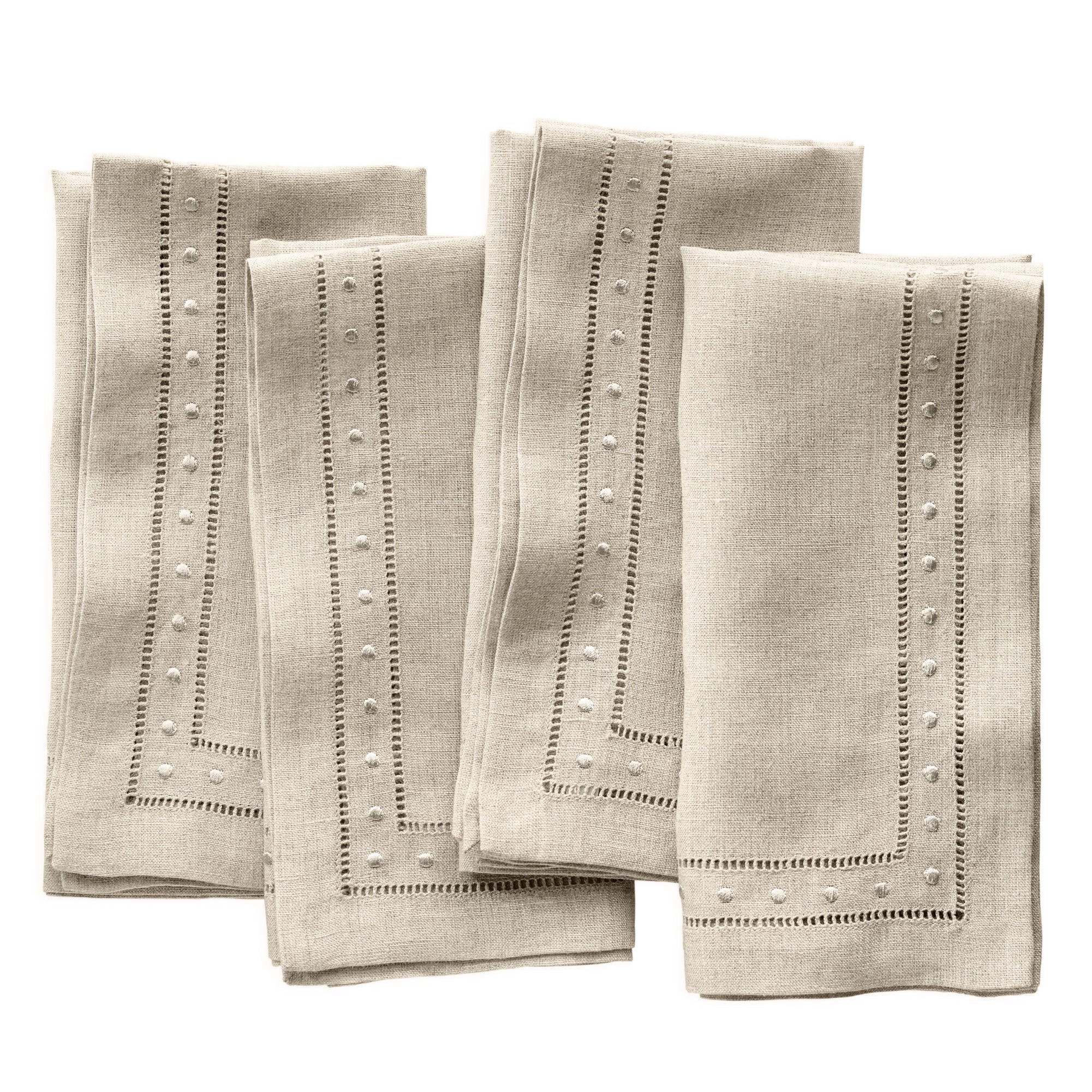 Swiss Dot Linen Napkins, Set of 4, 18 x 18 inch - Multiple Colors