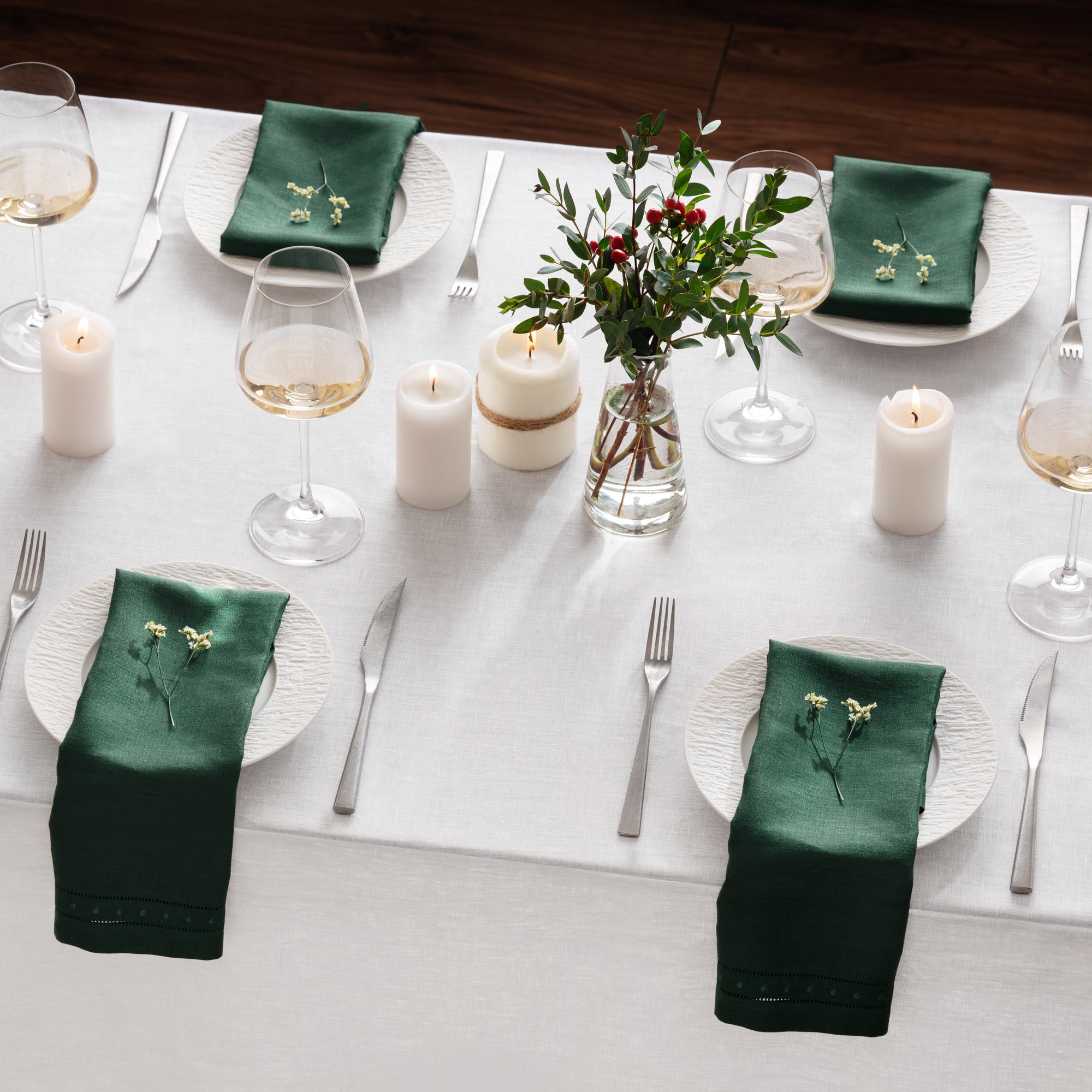 Swiss Dot Linen Napkins, Set of 4, 18 x 18 inch - Multiple Colors