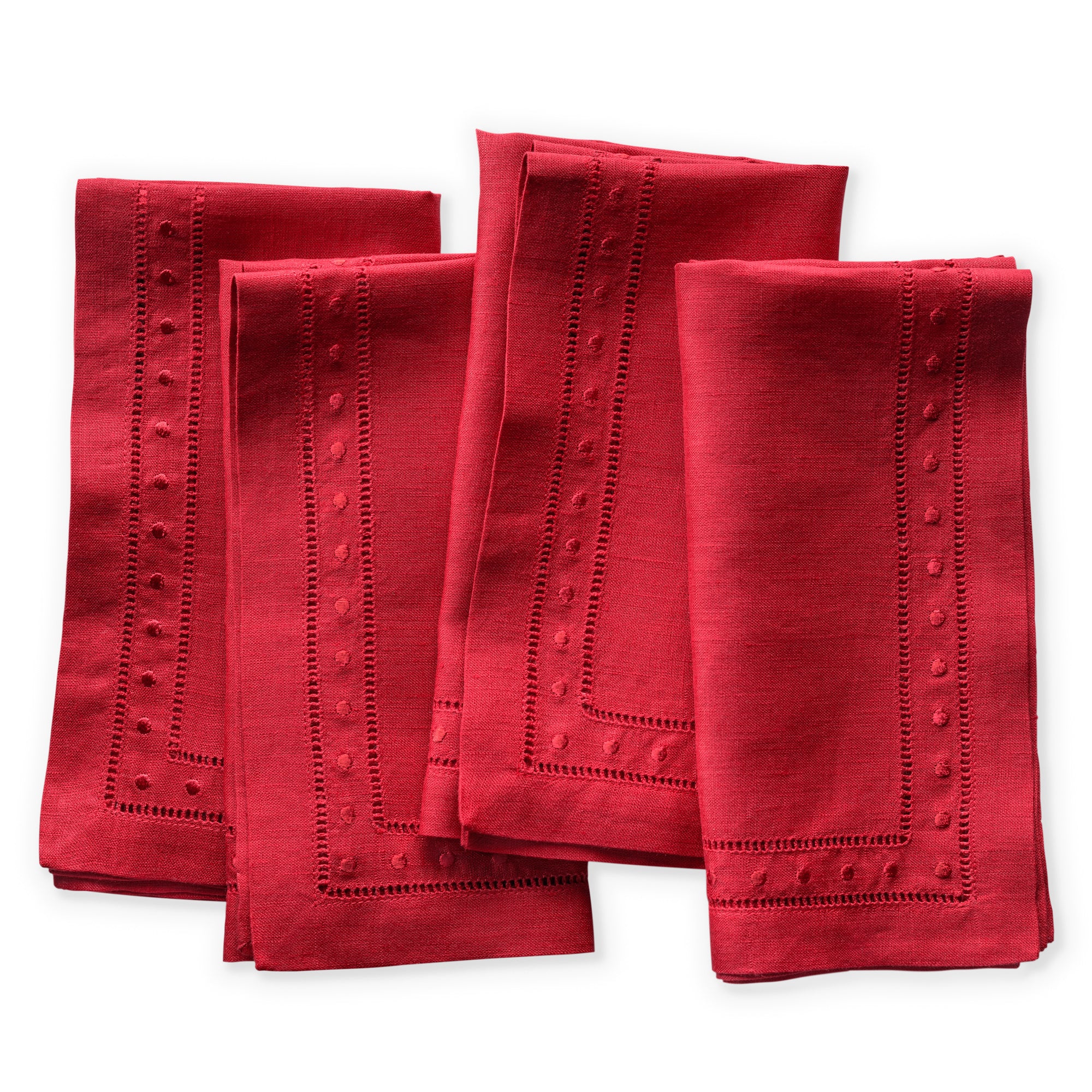 Swiss Dot Linen Napkins, Set of 4, 18 x 18 inch - Multiple Colors