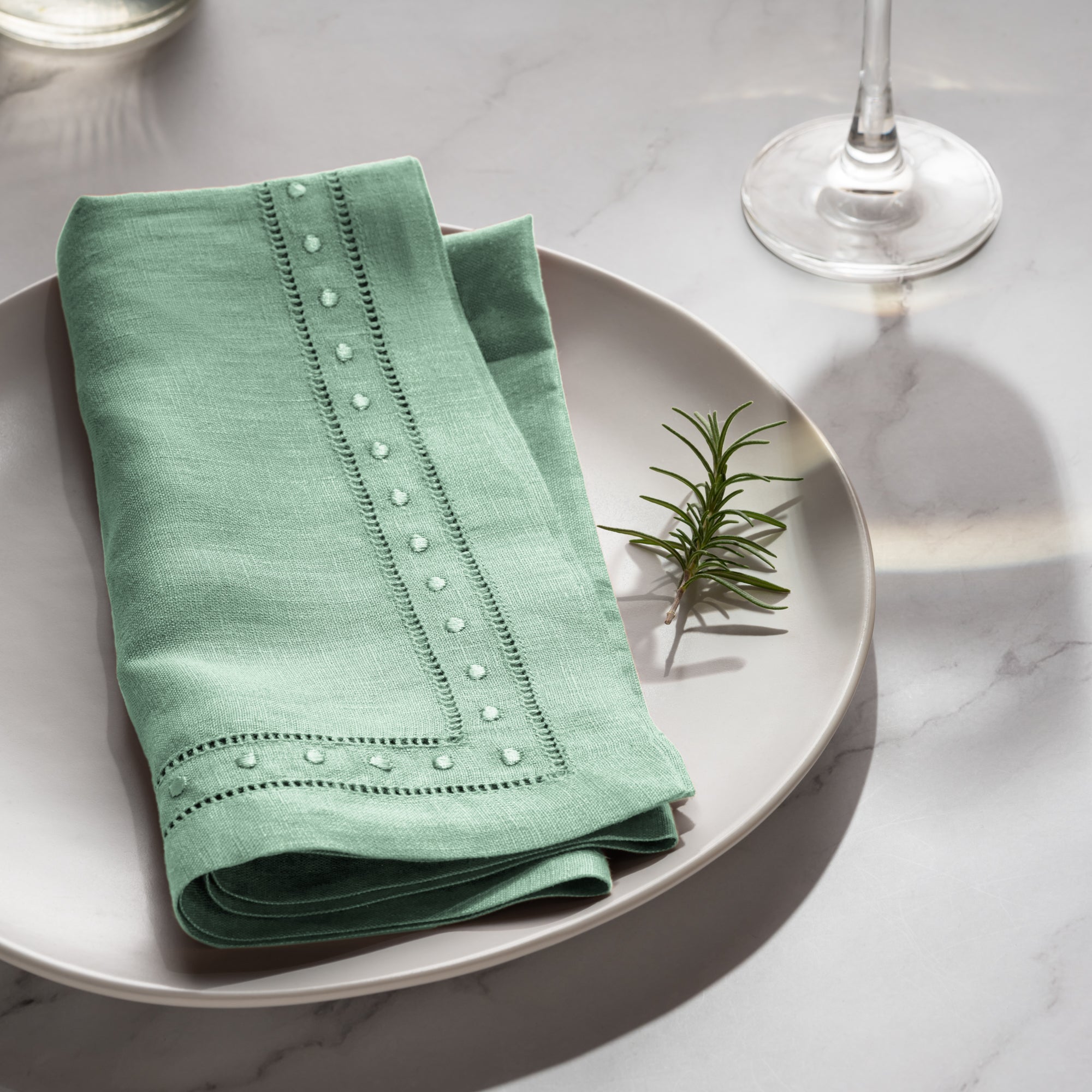 Swiss Dot Linen Napkins, Set of 4, 18 x 18 inch - Multiple Colors