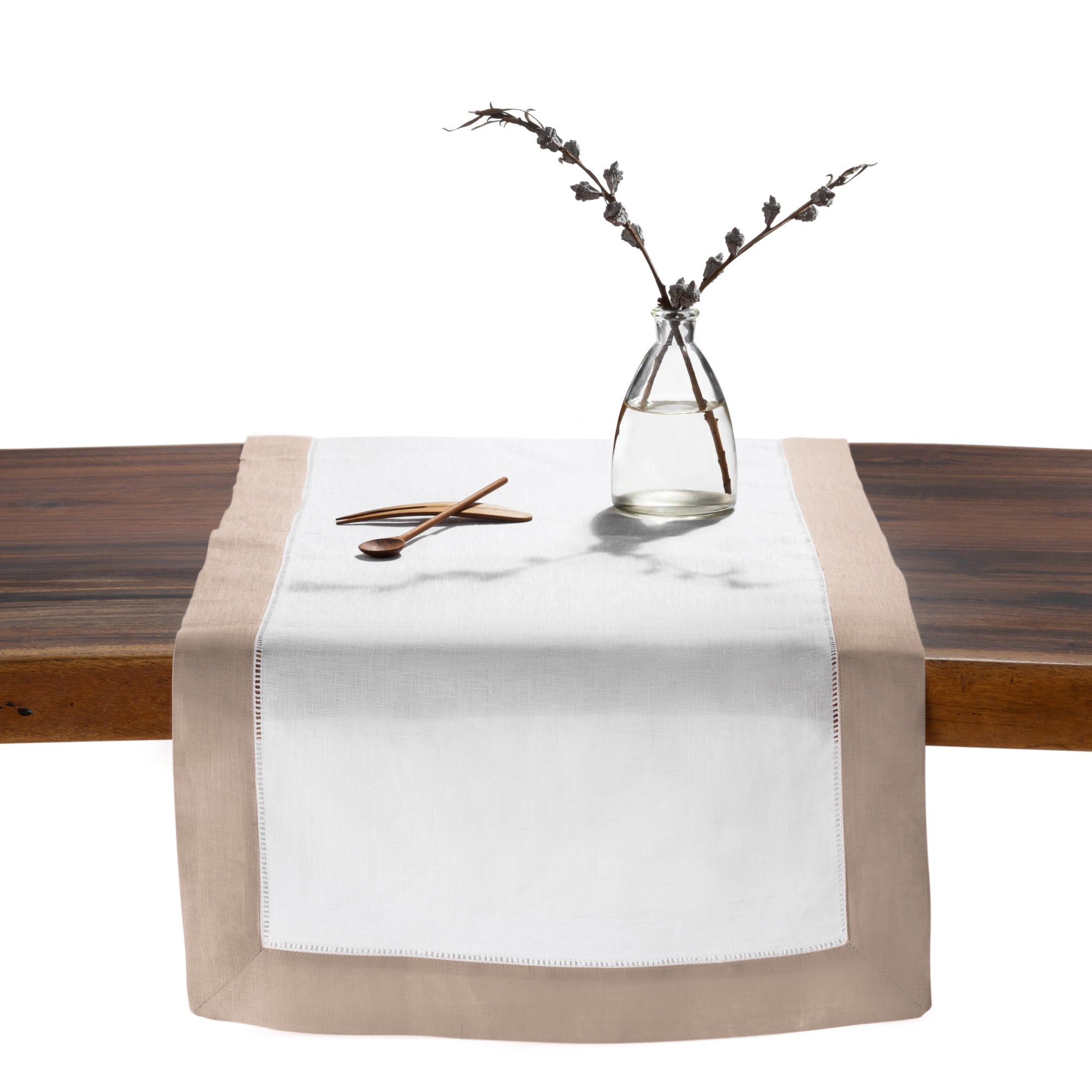 Luxe Hemstitch Bordered Linen Table Runner - 14 x 90 inch - Multiple Colors
