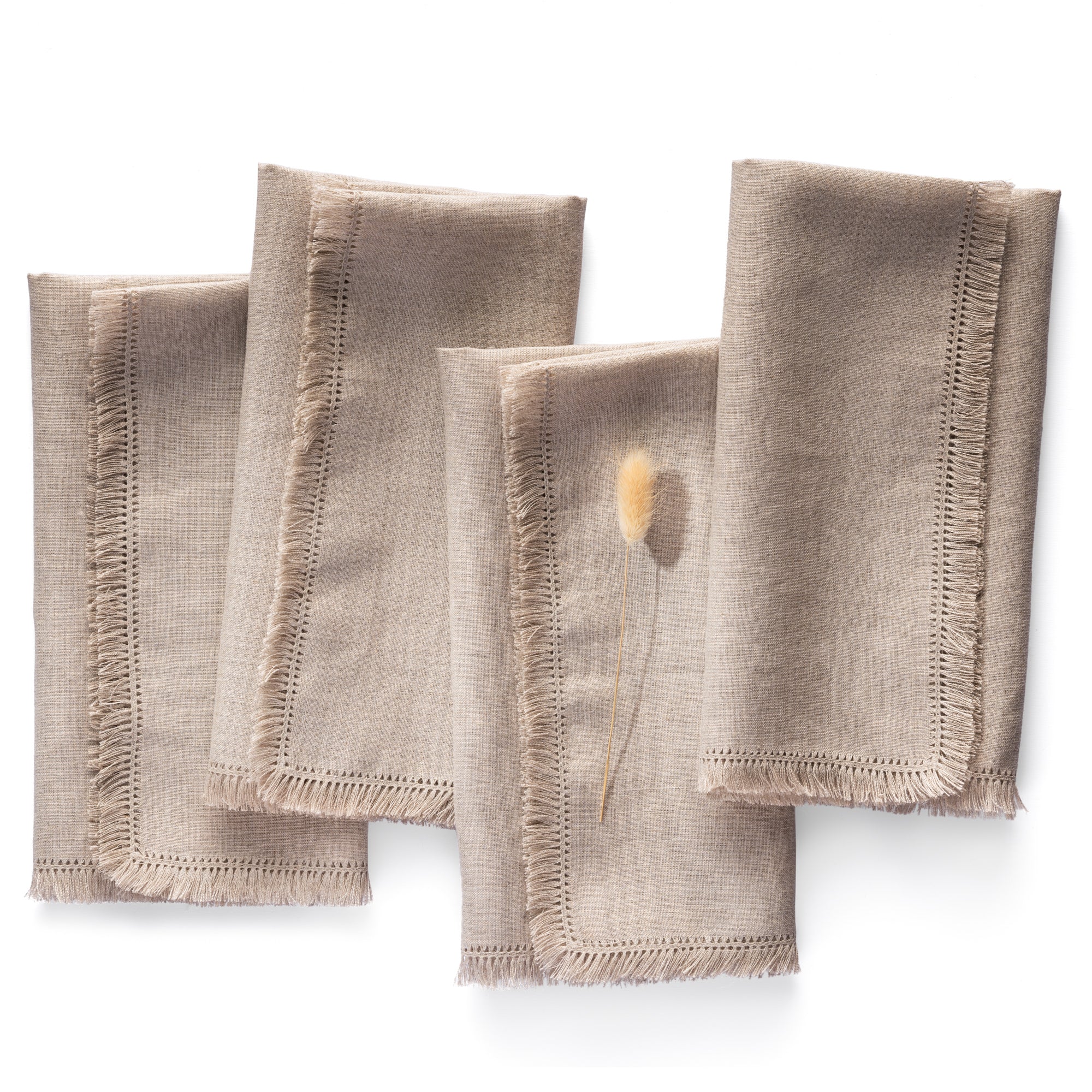 Boho Linen Napkins, Set of 4, 20 x 20 inch - Multiple Colors
