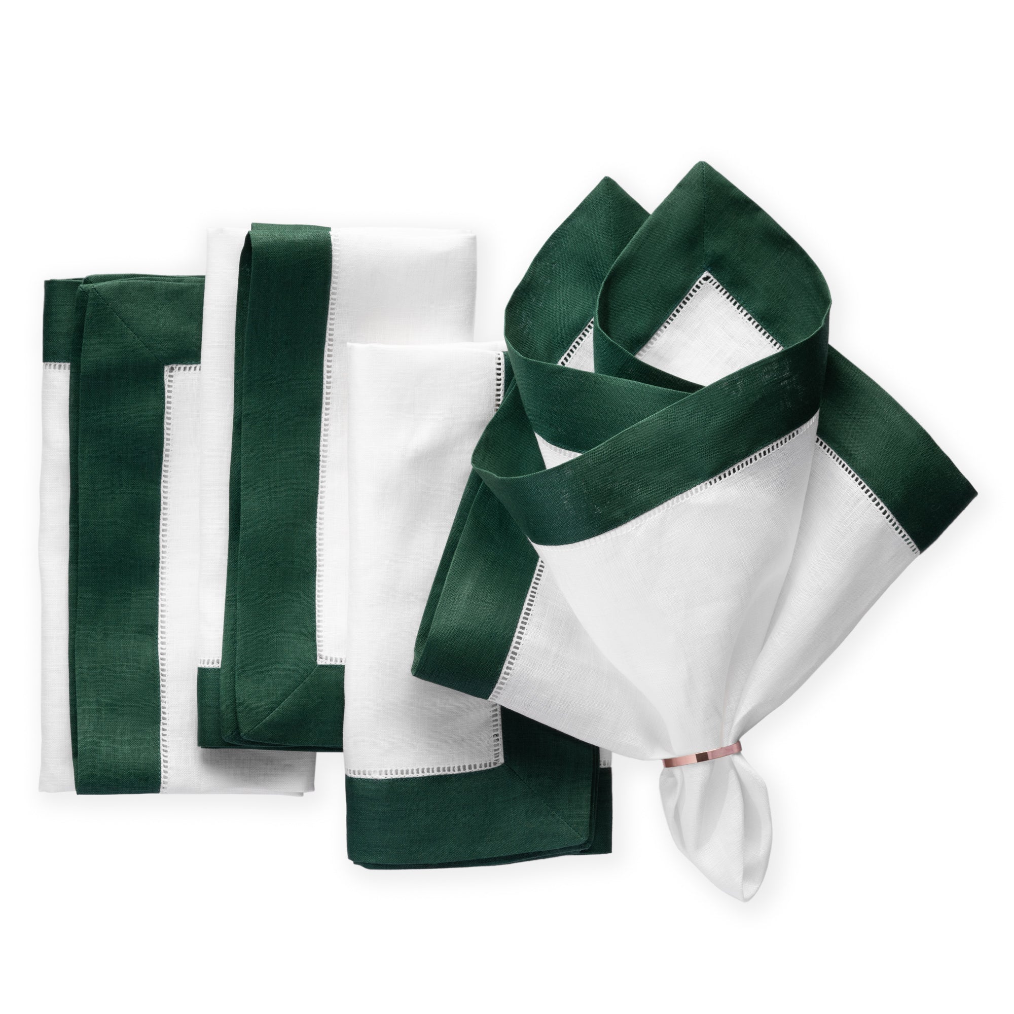 Luxe Hemstitch Bordered Linen Napkins - Set of 4, 20 X 20 inch - Multiple Colors