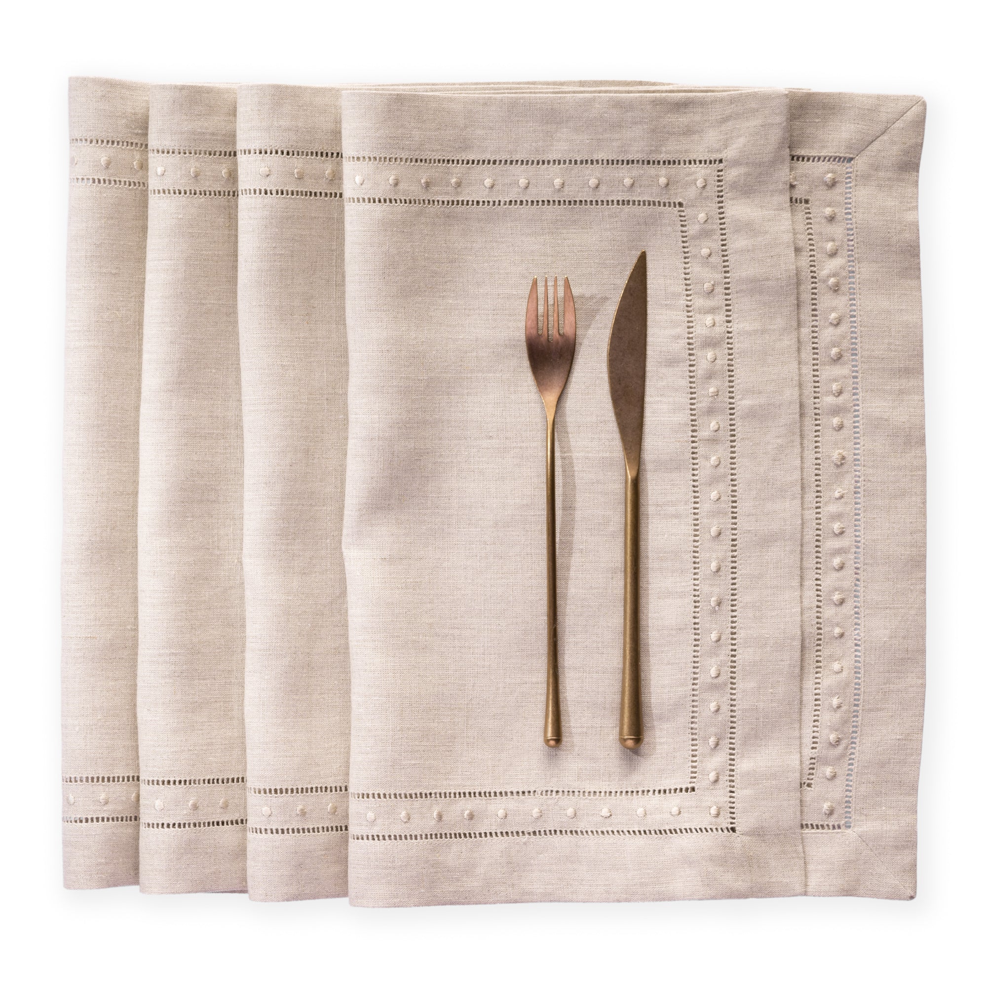 Swiss Dot Linen Placemats  - Set of 4, 14 x 19 inch - Multiple Colors