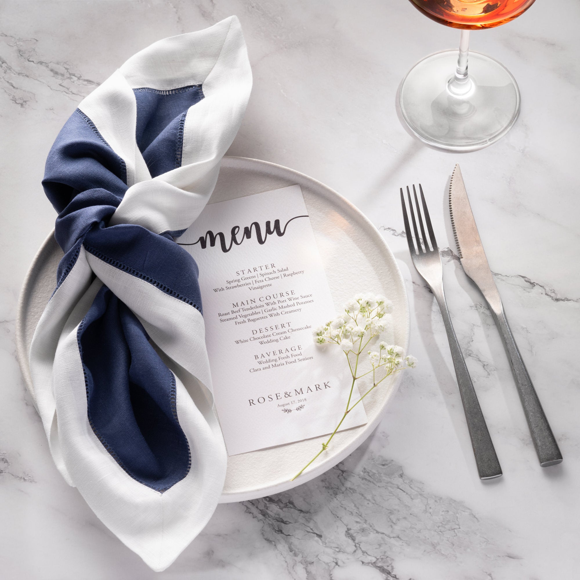 Festive Hemstitch Bordered Linen Napkins - Set of 4, 20 X 20 inch - Multiple Colors