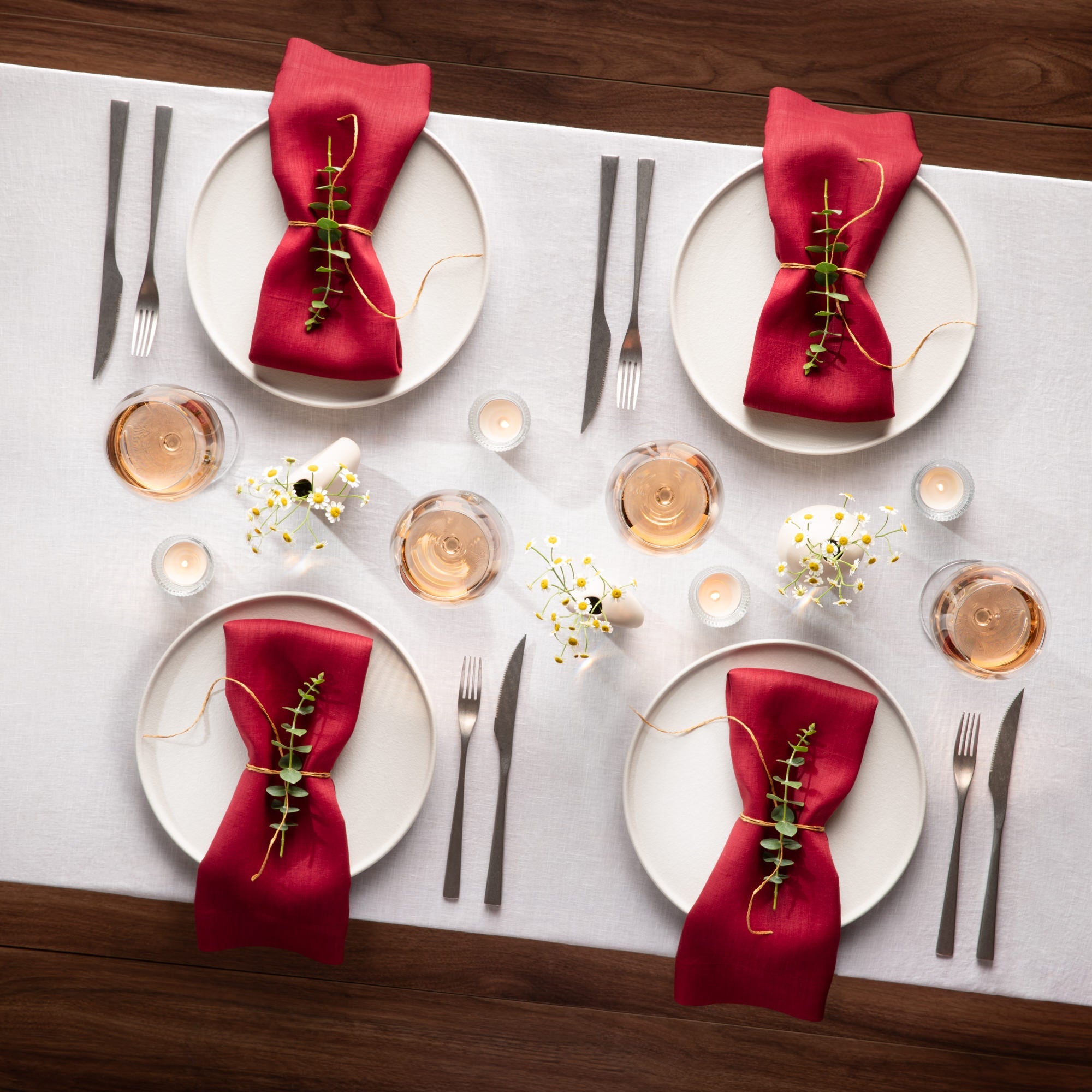 Aura Linen Napkins - Set of 4, 20 x 20 inch - Multiple Colors