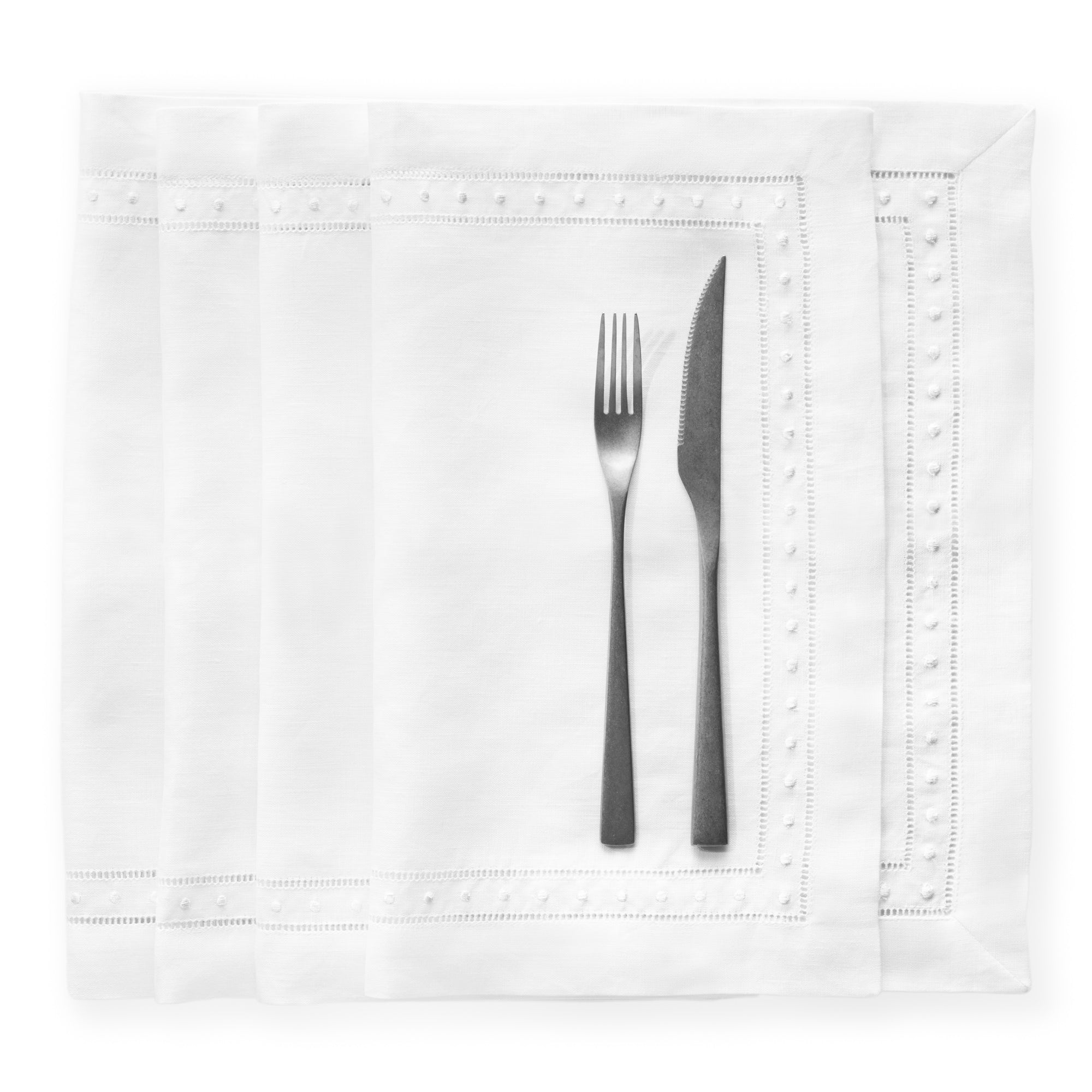 Swiss Dot Linen Placemats  - Set of 4, 14 x 19 inch - Multiple Colors