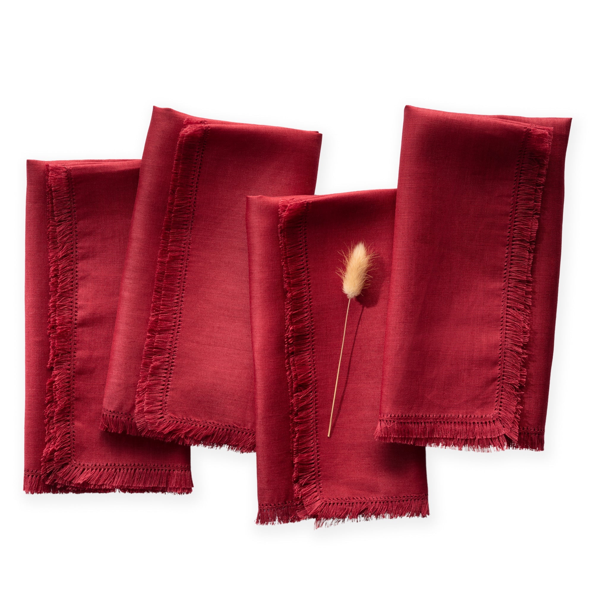 Boho Linen Napkins, Set of 4, 20 x 20 inch - Multiple Colors