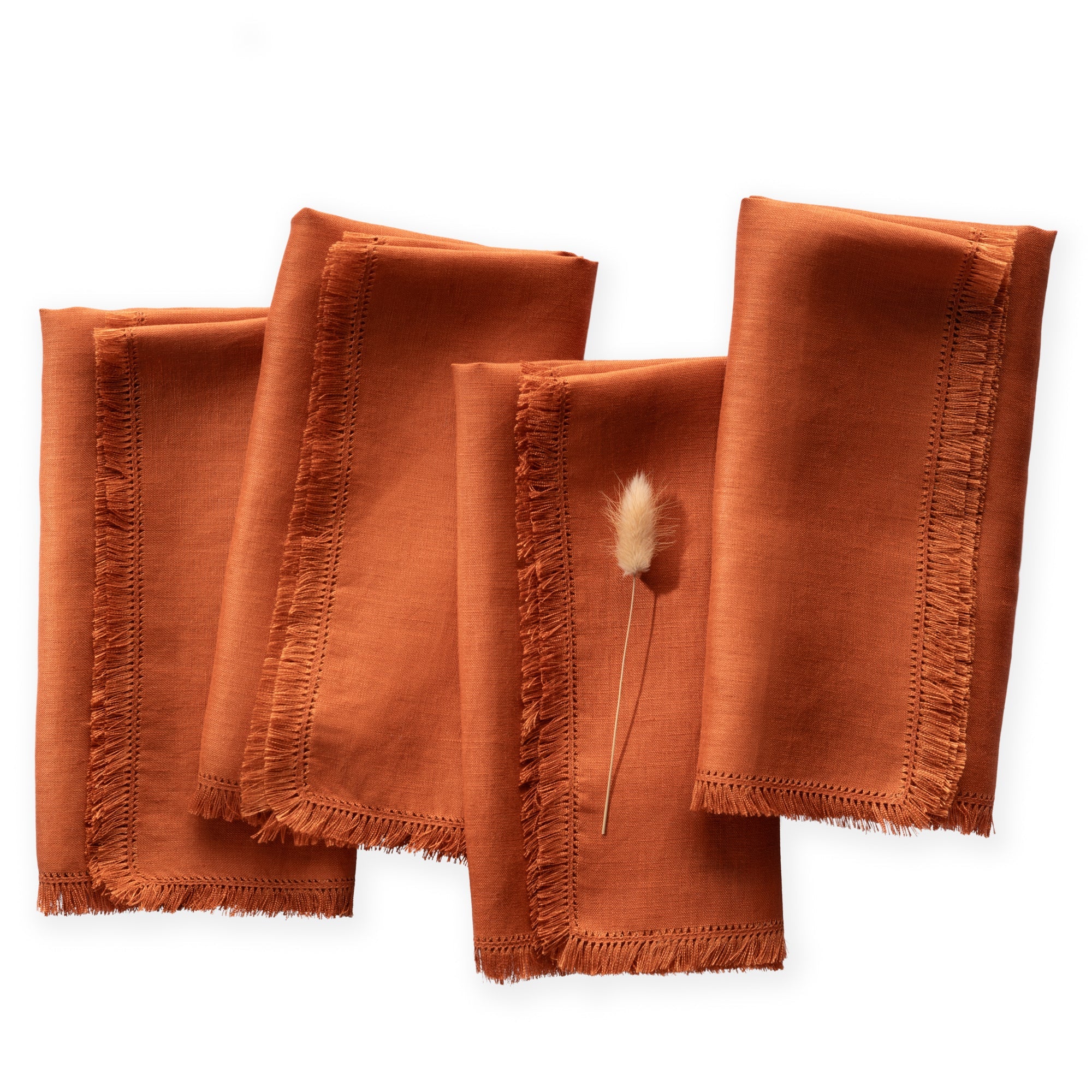 Boho Linen Napkins, Set of 4, 20 x 20 inch - Multiple Colors