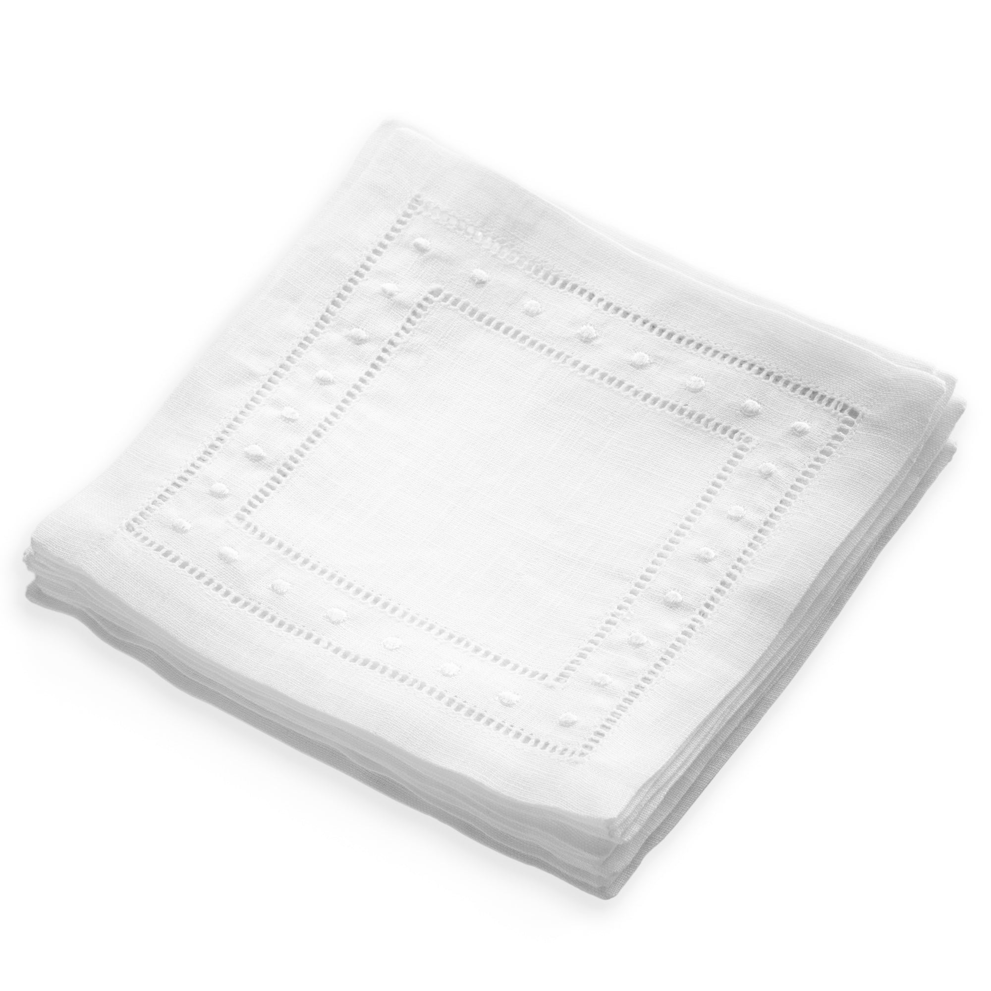 Swiss Dot Linen Cocktail Napkins - Set of 12, 6 x 6 inch - Multiple Colors