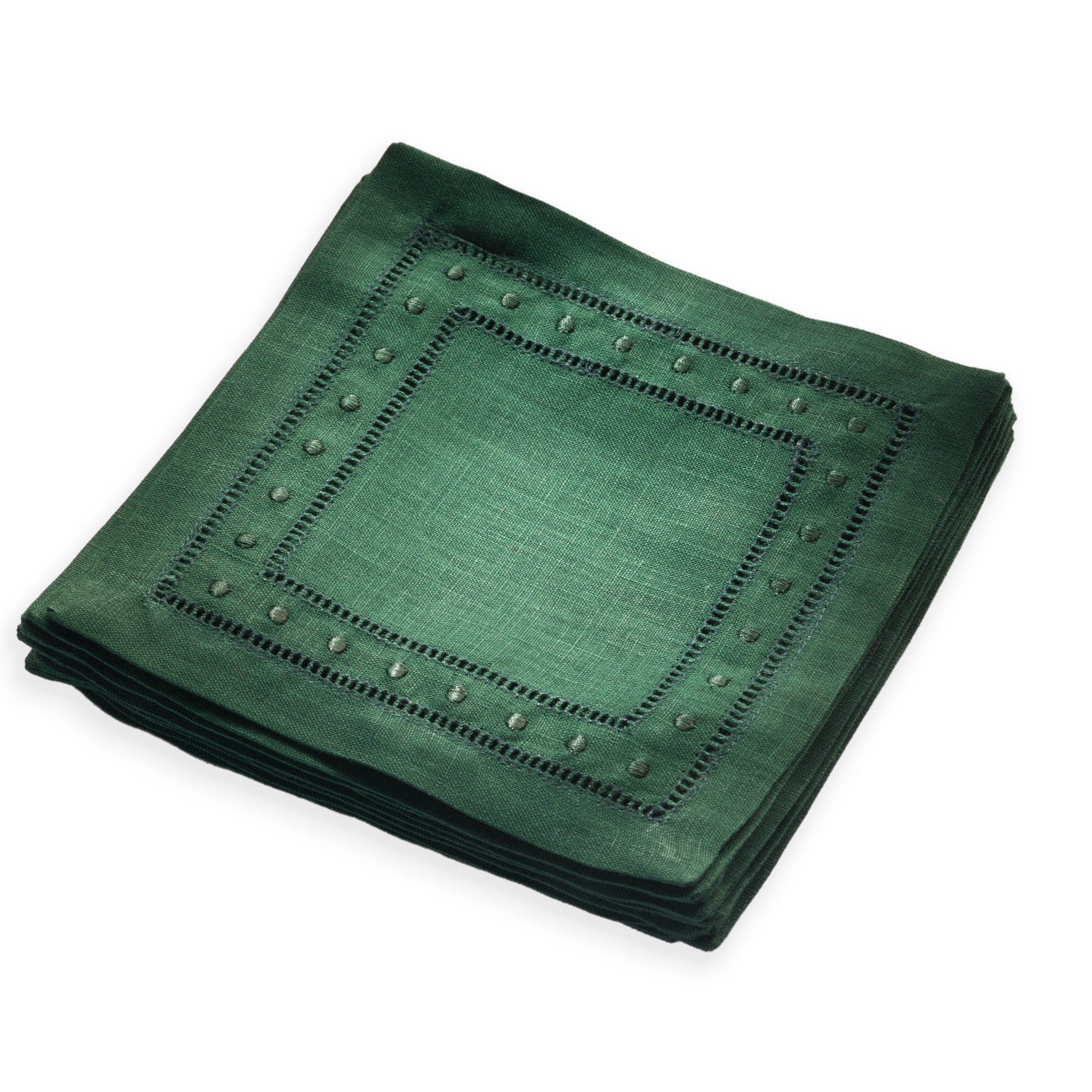 Swiss Dot Linen Cocktail Napkins - Set of 12, 6 x 6 inch - Multiple Colors