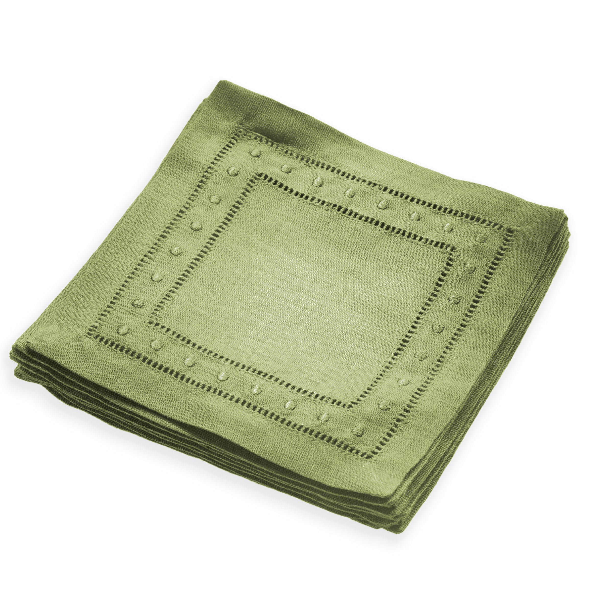Swiss Dot Linen Cocktail Napkins - Set of 12, 6 x 6 inch - Multiple Colors