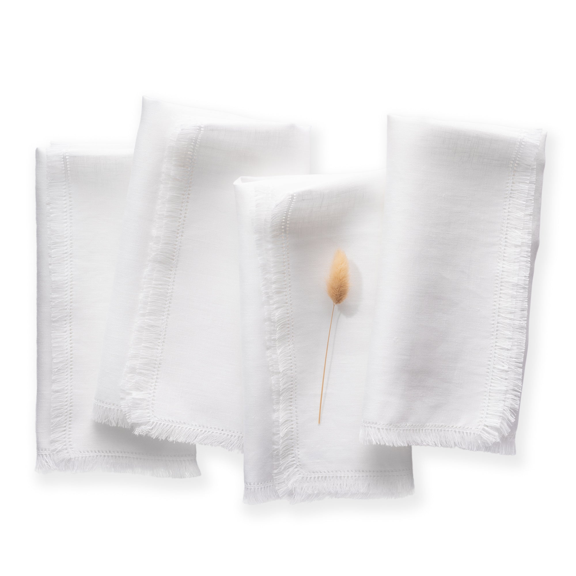 Boho Linen Napkins, Set of 4, 20 x 20 inch - Multiple Colors
