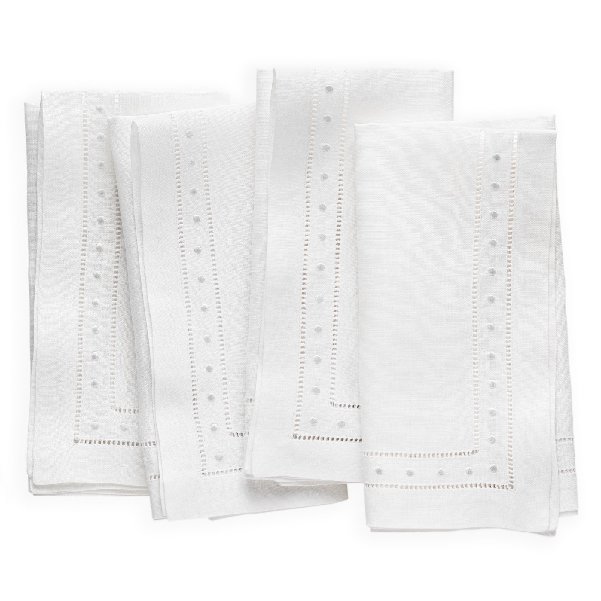 Double Hemstitched Linen Napkins White | O'lucio Home