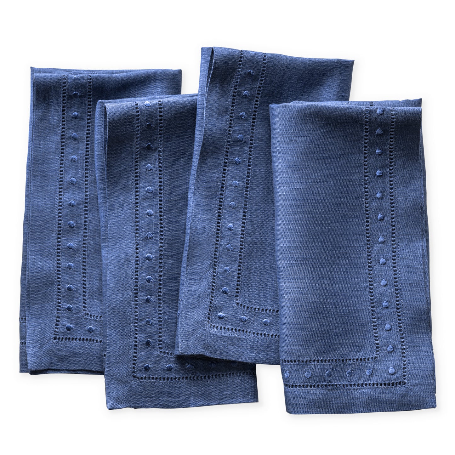 Crown Washed Linen Napkin Set Blue NS404