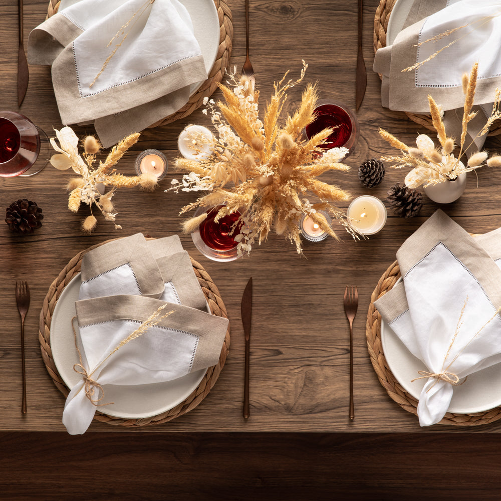Christmas linen napkin set of natural flax. Cloth napkin set of 4 8 12 for  wedding table. Thanksgiving table decor of organic linen. Wedding