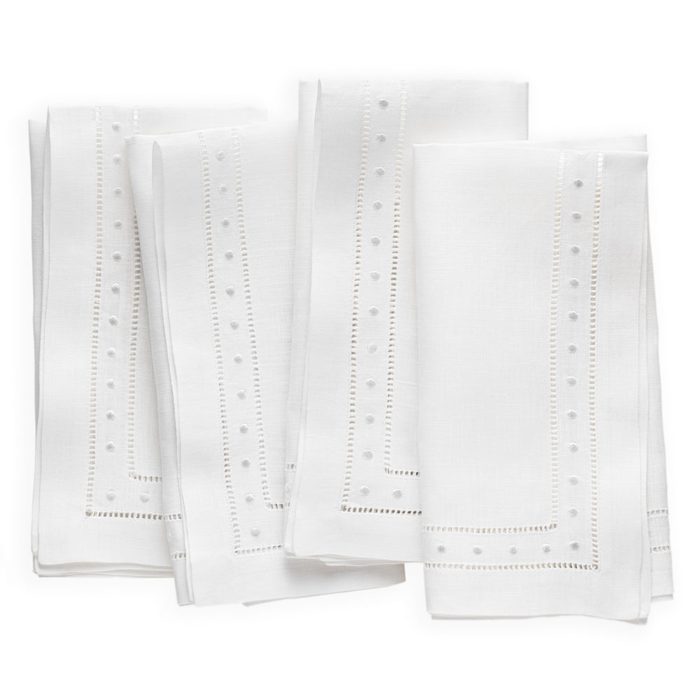 Set Of Hemstitched Linen Napkins White – Isona Linen